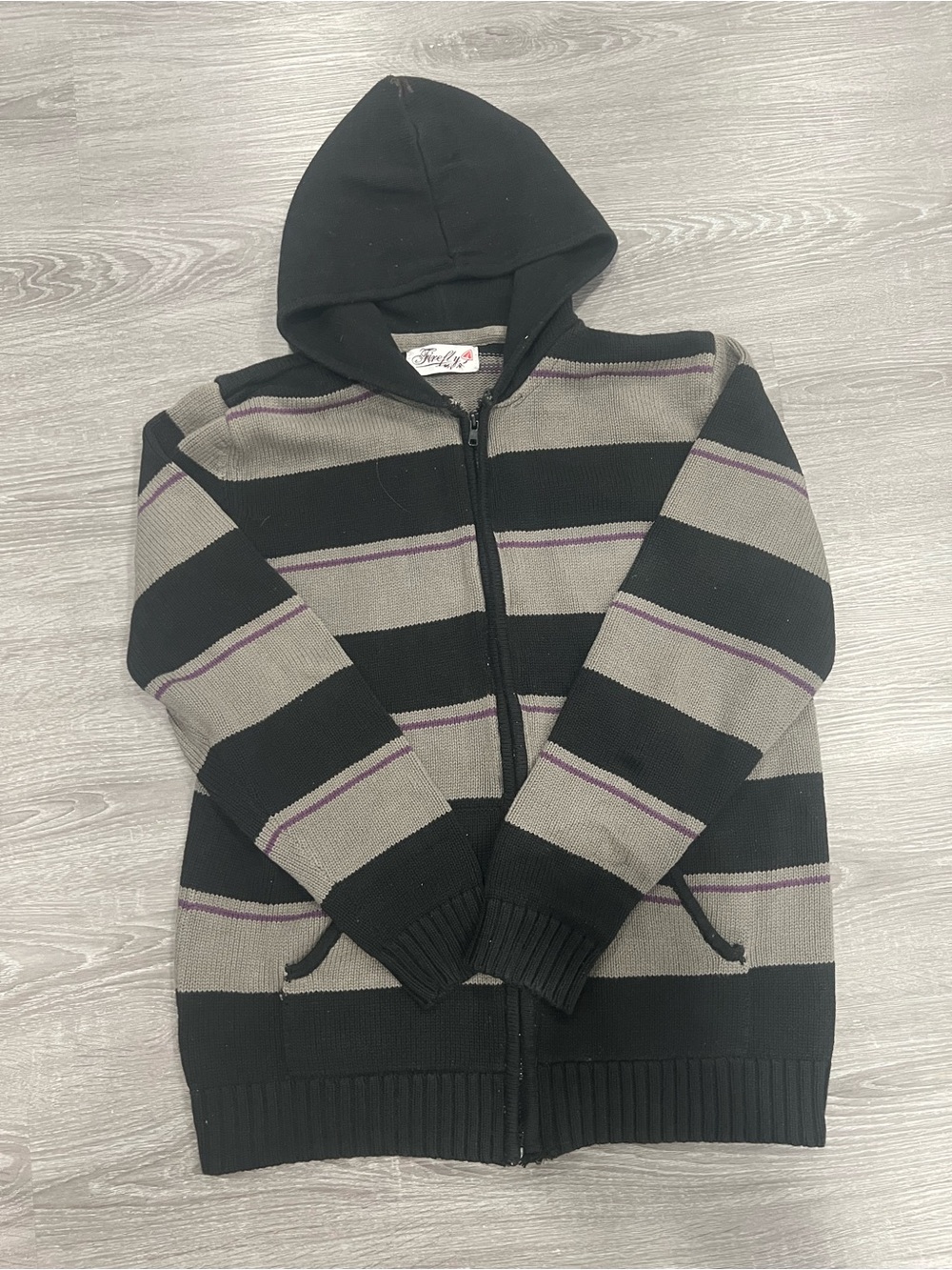 Jojo McDodd grungy Striped Hooded Sweater in Black and Gray